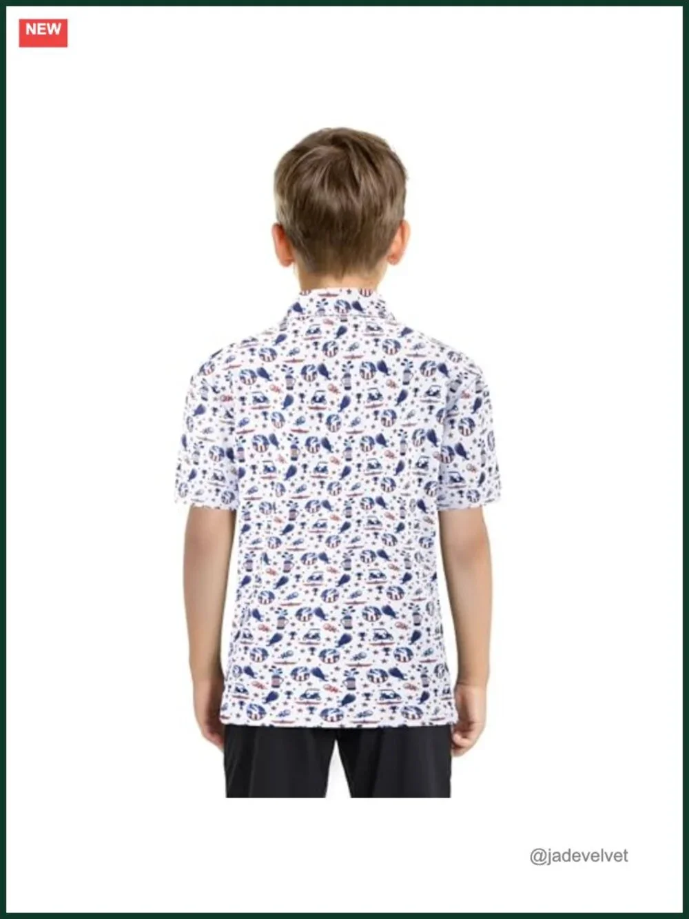 Boys Short Sleeve Performance Polo Shirts Moisture Wicking UPF 30+ Funny Print